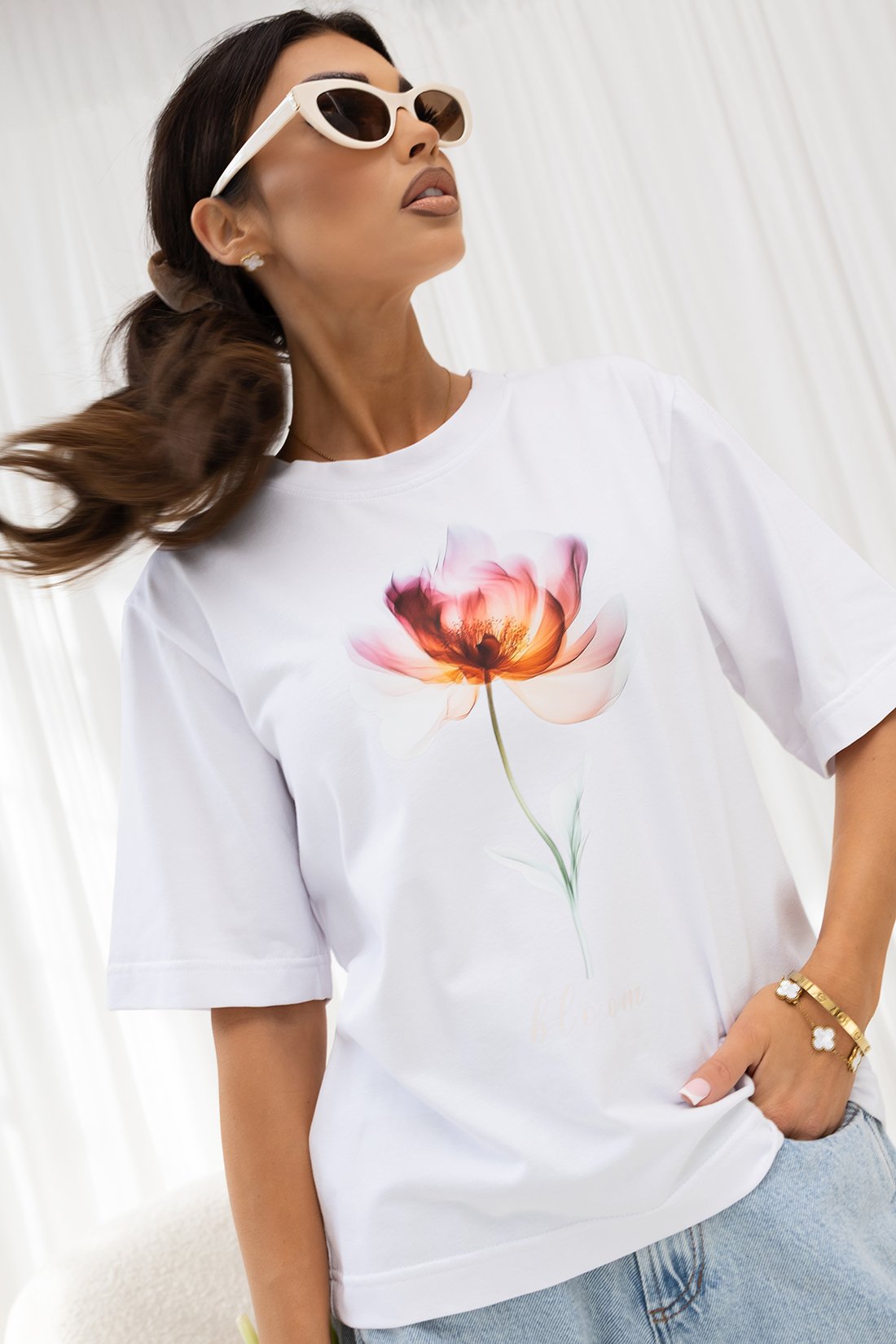 Marškinėliai UNI Velvet Bloom / Balta - Image 3