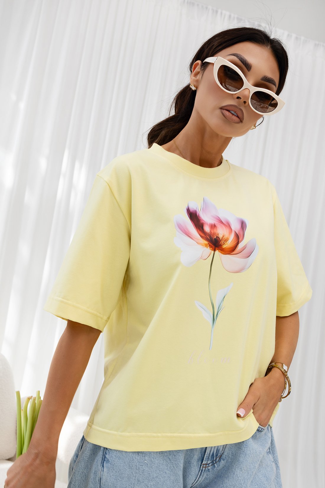 Marškinėliai UNI Velvet Bloom / Citrina - Image 3