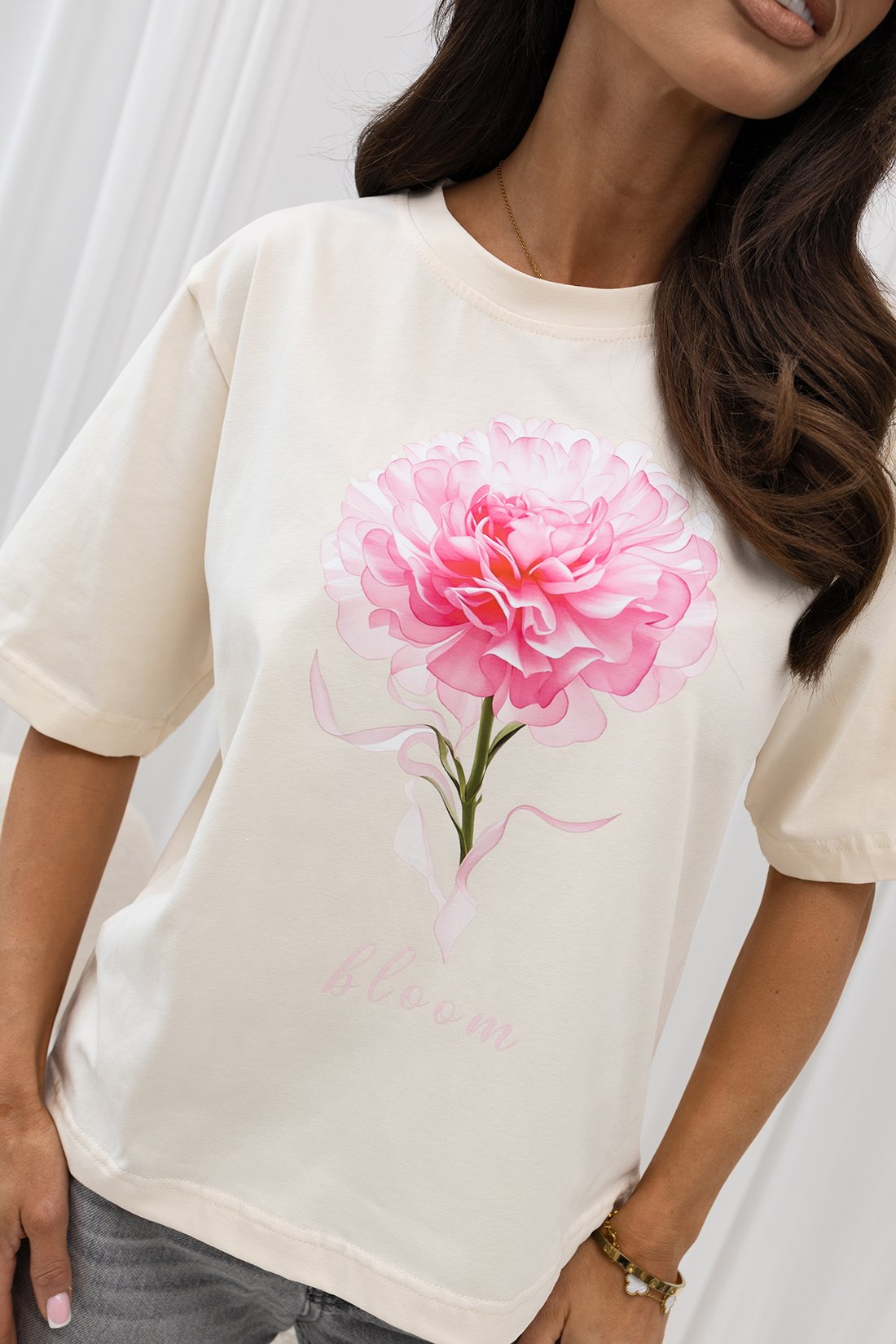 Marškinėliai UNI Peony Bloom / Kokoso - Image 4