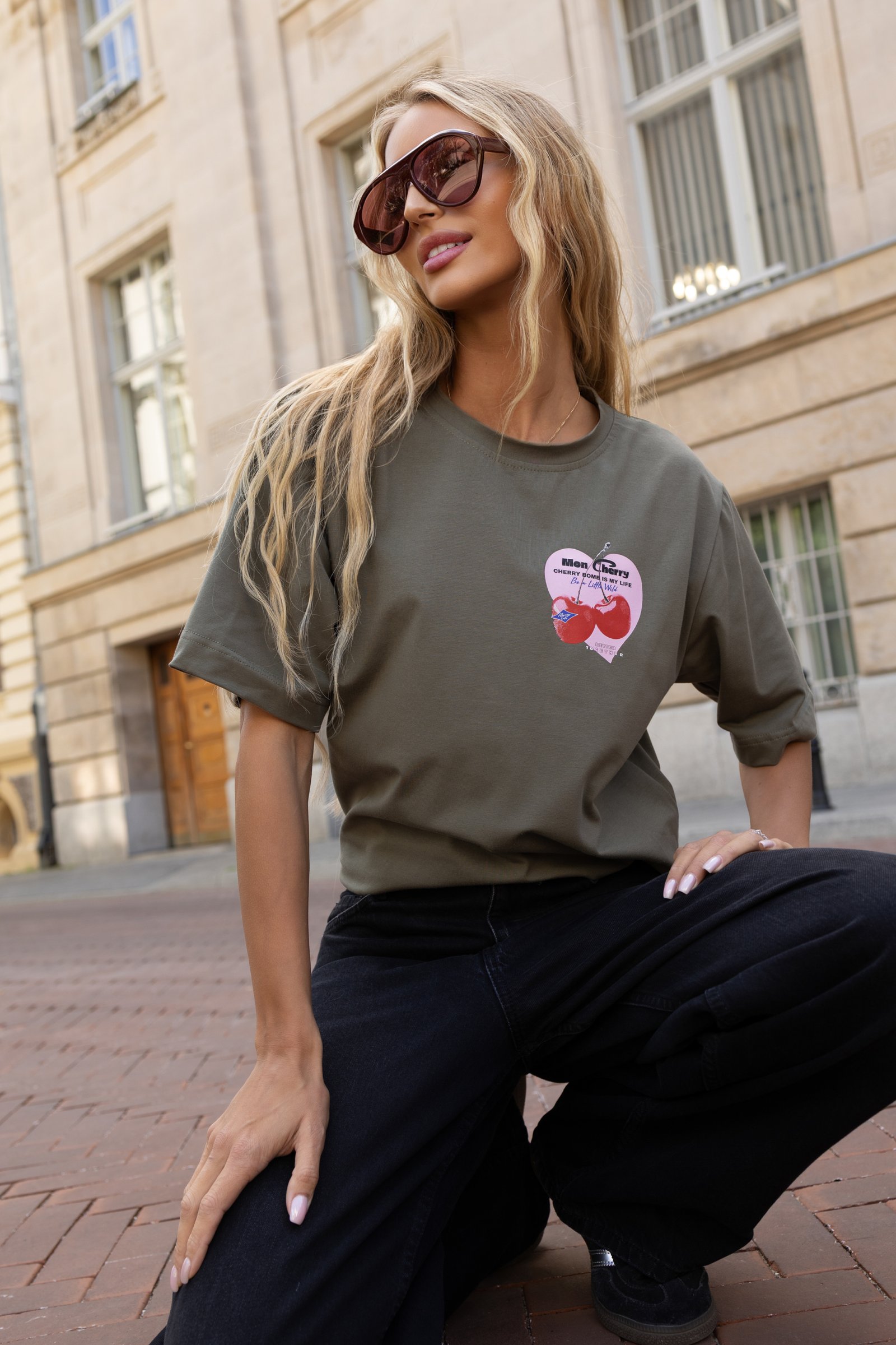 Marškinėliai UNI Wild Cherry / Khaki
